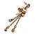 Antique Gold Bead Chain Earrings - 70mm L - view 3