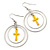 Double Hoop With Yellow Cross Earrings In Silver Tone - 58mm L