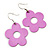 Glittering Pink Open Cut Flower Drop Earrings - 50mm L