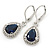 Montana Blue/ Clear CZ Drop Earrings With Leverback Closure In Rhodium Plating - 33mm L
