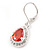 Red/ Clear CZ Drop Earrings With Leverback Closure In Rhodium Plating - 33mm L - view 7