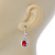 Red/ Clear CZ Drop Earrings With Leverback Closure In Rhodium Plating - 33mm L - view 8