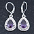 Amethyst/ Clear CZ Drop Earrings With Leverback Closure In Rhodium Plating - 33mm L - view 8