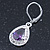 Amethyst/ Clear CZ Drop Earrings With Leverback Closure In Rhodium Plating - 33mm L - view 9