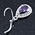 Amethyst/ Clear CZ Drop Earrings With Leverback Closure In Rhodium Plating - 33mm L - view 4