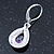 Amethyst/ Clear CZ Drop Earrings With Leverback Closure In Rhodium Plating - 33mm L - view 5
