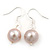 10mm Bridal/ Prom Off Round Cream Freshwater Pearl Drop Earrings 925 Sterling Silver - 30mm L - view 7