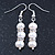 7mm Bridal/ Prom Delicate White Freshwater Pearl With Crystal Ring Drop Earrings In Silver Tone - 43mm L - view 7