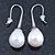 Bridal/ Wedding White Teardrop Pearl Style Earrings In Silver Tone - 40mm L - view 6