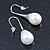 Bridal/ Wedding White Teardrop Pearl Style Earrings In Silver Tone - 40mm L - view 9