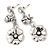 Flower and Ladybug Drop Earrings In Polished Rhodium Plating - 45mm L - view 7