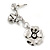 Flower and Ladybug Drop Earrings In Polished Rhodium Plating - 45mm L - view 4