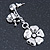 Flower and Ladybug Drop Earrings In Polished Rhodium Plating - 45mm L - view 8
