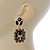 Gold Tone Black/ Hematite Crystal Spider Drop Earrings - 50mm L - view 6
