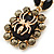 Gold Tone Black/ Hematite Crystal Spider Drop Earrings - 50mm L - view 4