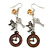 Clock, Key, Dog, Rose Charm Drop Earrings (Gold, Black, Bronze, Silver Tone) - 70mm L