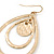 Gold Tone Hammered Coin Oval Double Hoop Earrings - 75mm L - view 4