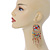 Multicoloured Bead, Chain Dangle Chandelier Earrings In Gold Plating - 13cm L - view 7