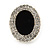 Crystal, Black Enamel Oval Stud Earrings In Rhodium Plating - 20mm L - view 4
