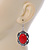 Victorian Style Red Resin Stone Oval Drop Earrings In Burnt Silver Tone - 50mm L - view 5