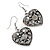 Hematite Crystal Heart Drop Earrings In Silver Tone - 40mm L - view 6