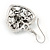 Hematite Crystal Heart Drop Earrings In Silver Tone - 40mm L - view 4