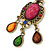 Multicoloured Acrylic Bead Chandelier Earrings In Antique Gold Tone - 75mm L - view 3