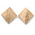 Gold Tone Textured Crystal Square Stud Earrings - 30mm
