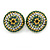 Boho Style Green/ Yellow/ White Beaded Dome Stud Earrings In Silver Tone - 22mm - view 7