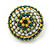 Boho Style Green/ Yellow/ White Beaded Dome Stud Earrings In Silver Tone - 22mm - view 5