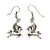 Small Pegasus the Winged Horse Drop Earrings In Silver Tone - 40mm L