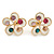 White Enamel Multicoloured Crystal Flower Stud Earrings In Gold Plating - 18mm D