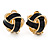Black Enamel Knot Clip On Earrings In Gold Plating - 17mm L