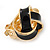 Black Enamel Knot Clip On Earrings In Gold Plating - 17mm L - view 2