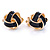 Black Enamel Knot Clip On Earrings In Gold Plating - 17mm L - view 6