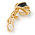 Black Enamel Knot Clip On Earrings In Gold Plating - 17mm L - view 7