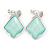 Diamond Pale Green Acrylic Bead, Crystal Drop Clip On Earrings In Silver Tone - 40mm L - view 4