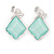 Diamond Pale Green Acrylic Bead, Crystal Drop Clip On Earrings In Silver Tone - 40mm L - view 5