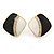 Black/ Cream Enamel Crystal Square Clip On Earrings In Gold Plating - 20mm
