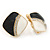 Black/ Cream Enamel Crystal Square Clip On Earrings In Gold Plating - 20mm - view 4