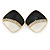 Black/ Cream Enamel Crystal Square Clip On Earrings In Gold Plating - 20mm - view 5