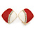 Red/ White Enamel Crystal Square Clip On Earrings In Gold Plating - 20mm