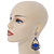 Vintage Inspired Blue Acrylic Bead, Clear Crystal Chandelier Earrings In Gold Tone - 80mm L - view 7
