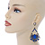 Vintage Inspired Blue Acrylic Bead, Clear Crystal Chandelier Earrings In Gold Tone - 80mm L - view 2