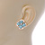 Gold Tone Light Blue Acrylic, Clear Crystal Floral Stud Earrings - 16mm - view 6
