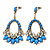 Blue Acrylic Bead, Clear Crystal Chandelier Earrings In Gold Tone - 75mm L - view 6