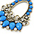 Blue Acrylic Bead, Clear Crystal Chandelier Earrings In Gold Tone - 75mm L - view 3