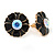 Black Enamel Crystal Daisy Stud Earrings In Gold Tone - 15mm D - view 4