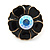 Black Enamel Crystal Daisy Stud Earrings In Gold Tone - 15mm D - view 5
