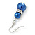 Purple Blue Glass Pearl, Crystal Drop Earrings In Rhodium Plating - 40mm L - view 4